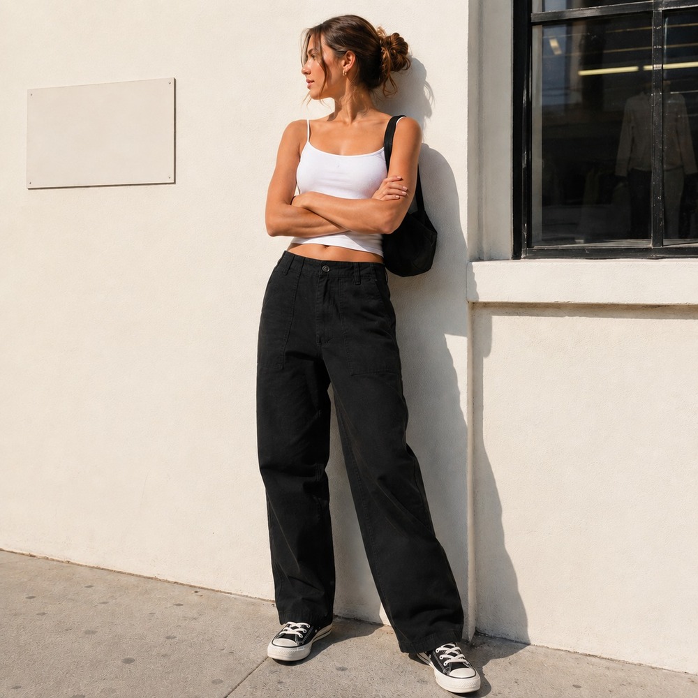 John Galt Cargo Pants OS Black High Rise Utility Carpenter Y2K Brandy Melville